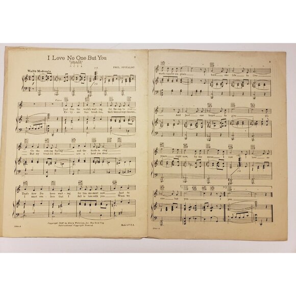 Sheet Music- I Love No One But You By Phil Spitalny Vintage  1927 - Picture 3 of 4